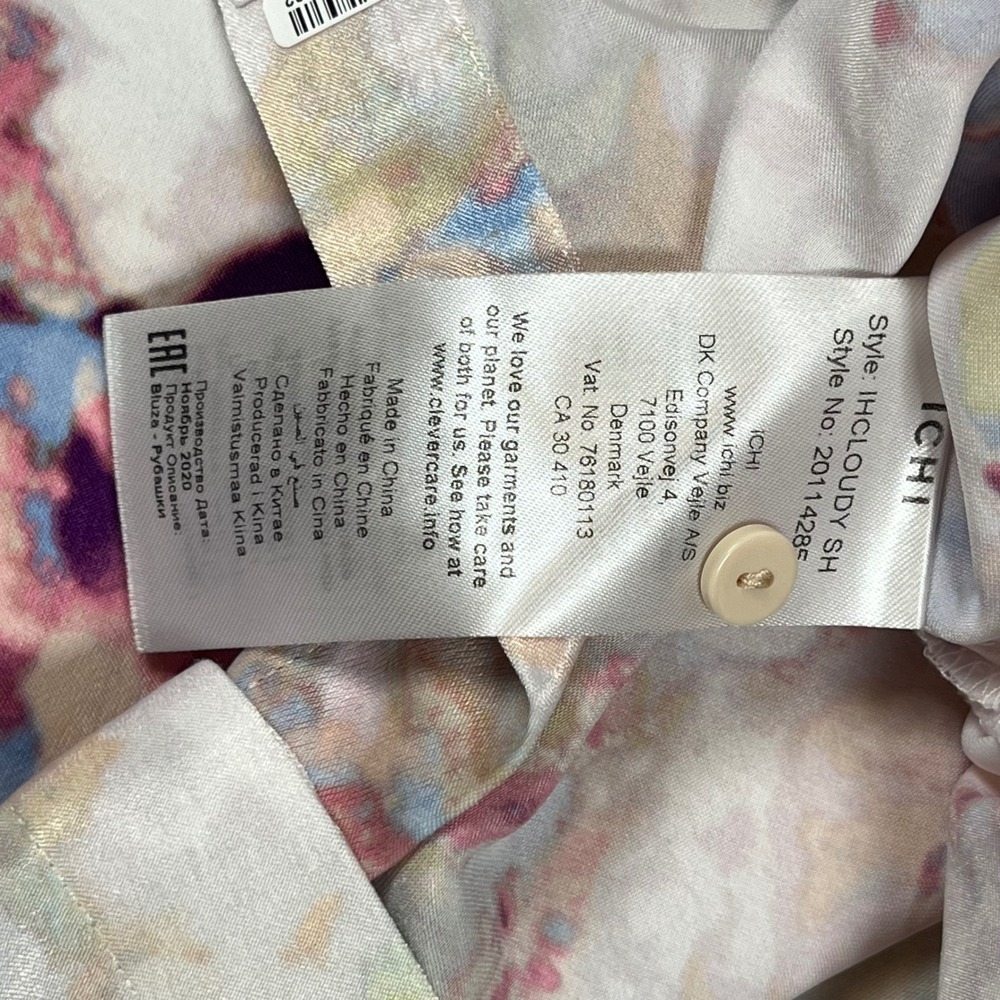 Ichi IHCLOUDY SH Button‎ Down Shirt Women's XS (EU 34) Multicolor Abstract Print - Picture 5 of 9